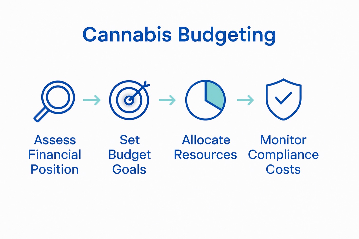 Infographic flowchart of cannabis business budgeting process.