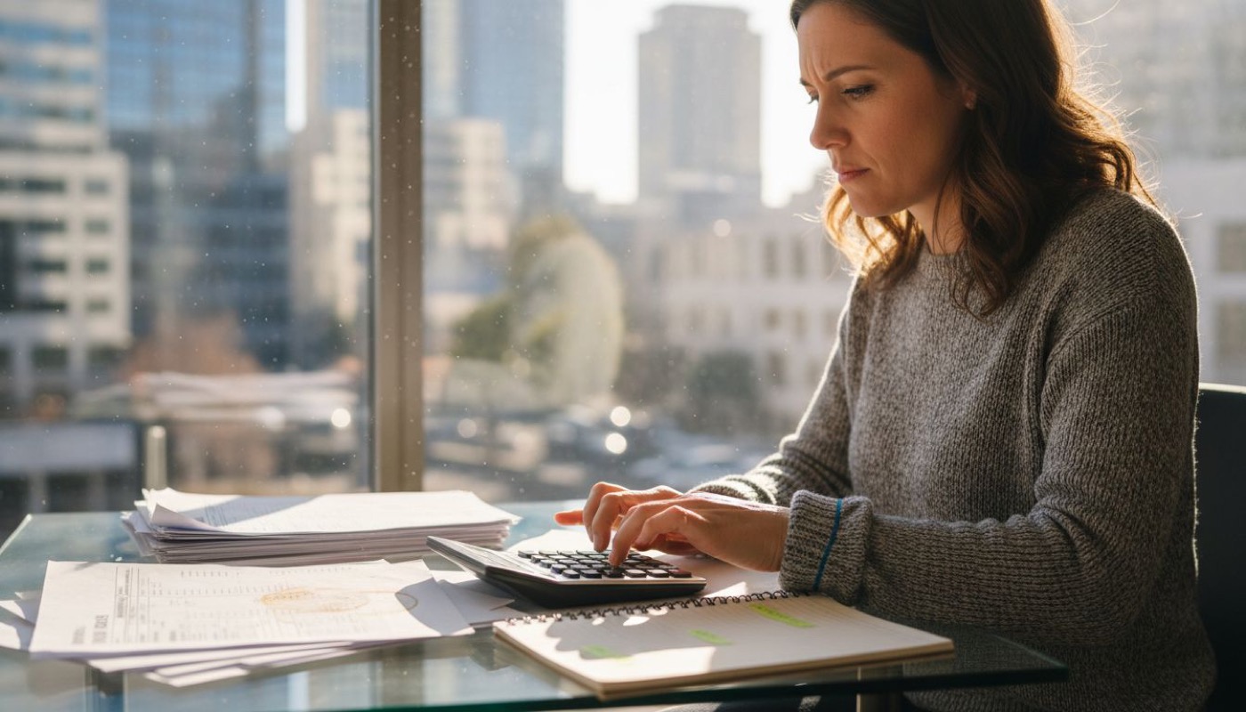 Accountant reviewing cannabis financial paperwork