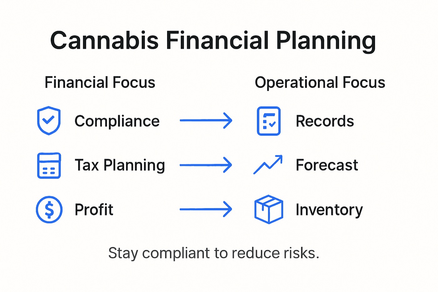 Infographic showing cannabis financial planning features