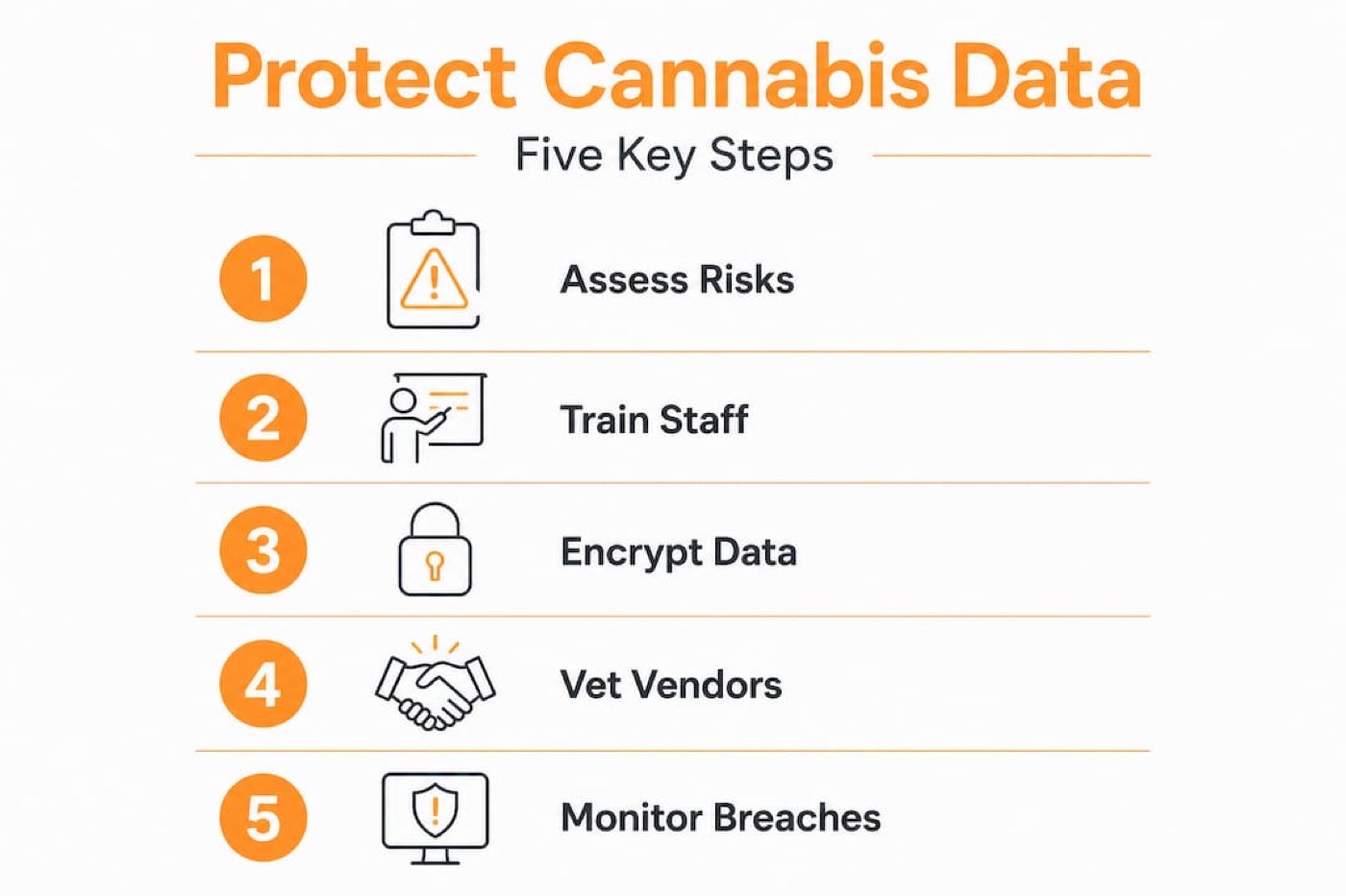 Infographic with five key steps for cannabis data privacy