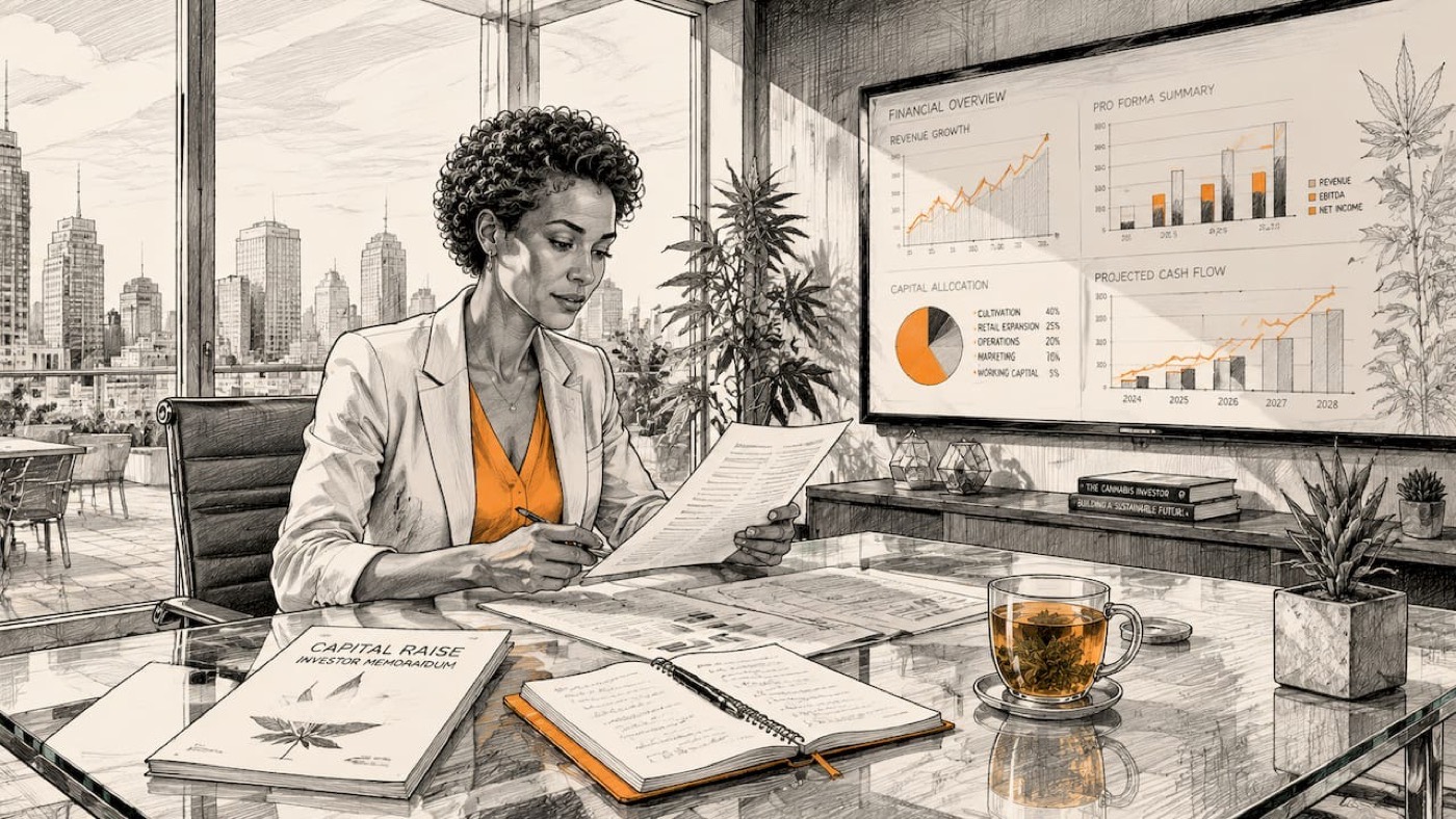 Financial professional reviewing cannabis business documents